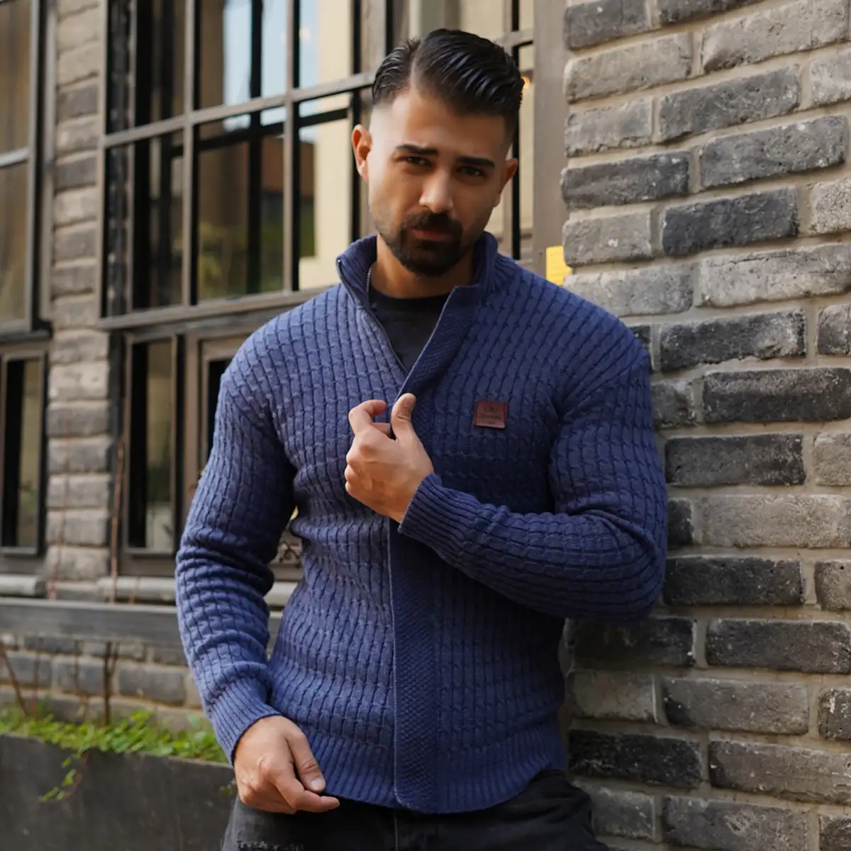 سوئیشرت بافت آبی مردانه مدل OKSEN