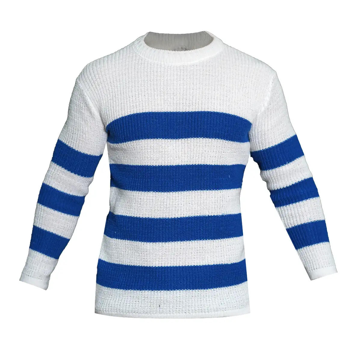 پلیور مردانه راه راه سفید آبی مدل Mahyad