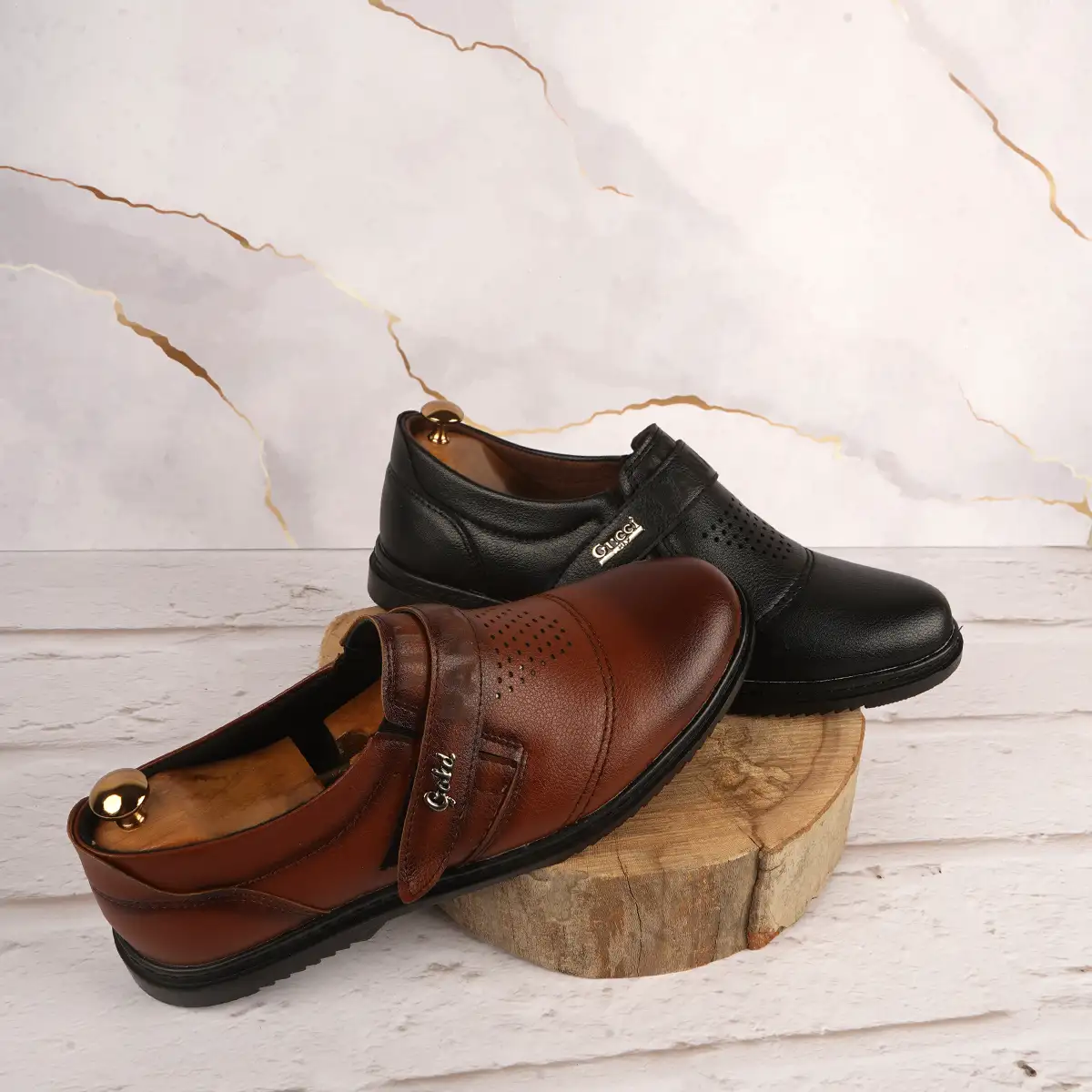 کفش رسمی مردانه عسلی مدل bahram