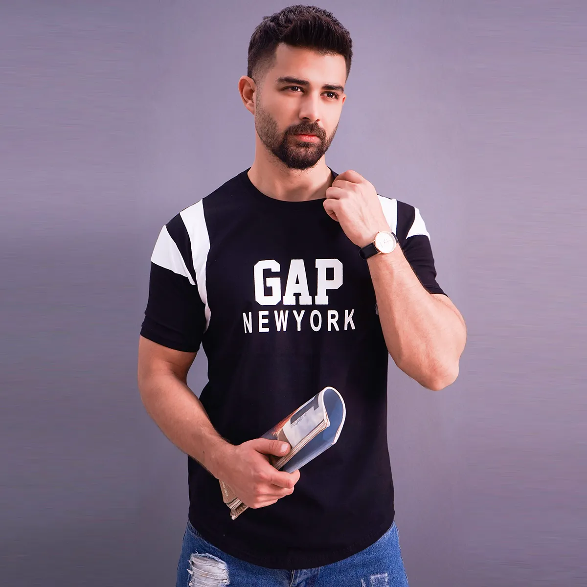 تیشرت مردانه مشکی مدل GAP Newyork