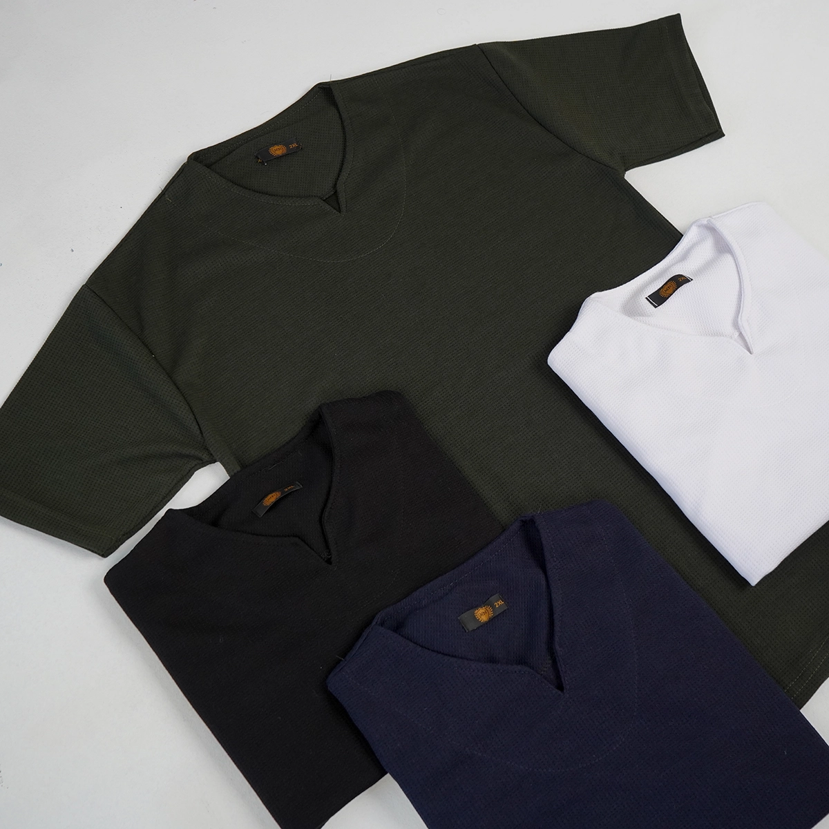 تیشرت سبز یقه کوبایی مردانه مدل Sorad