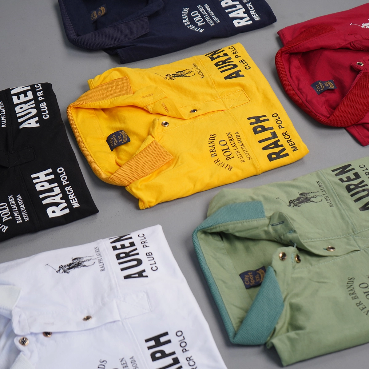 تیشرت یقه دار سرمه ای مردانه مدل Ralph