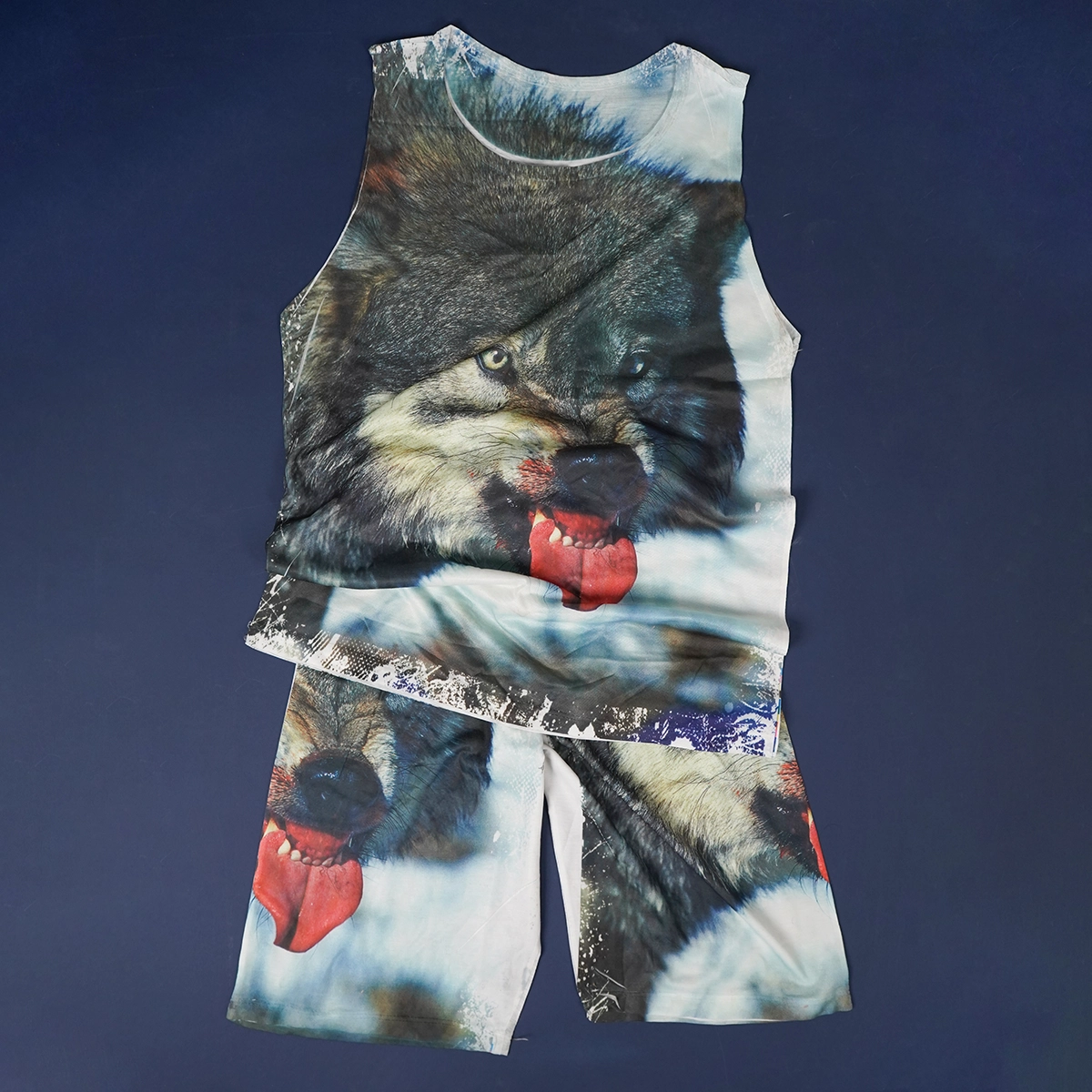 ست رکابی شلوارک مردانه طرح گرگ