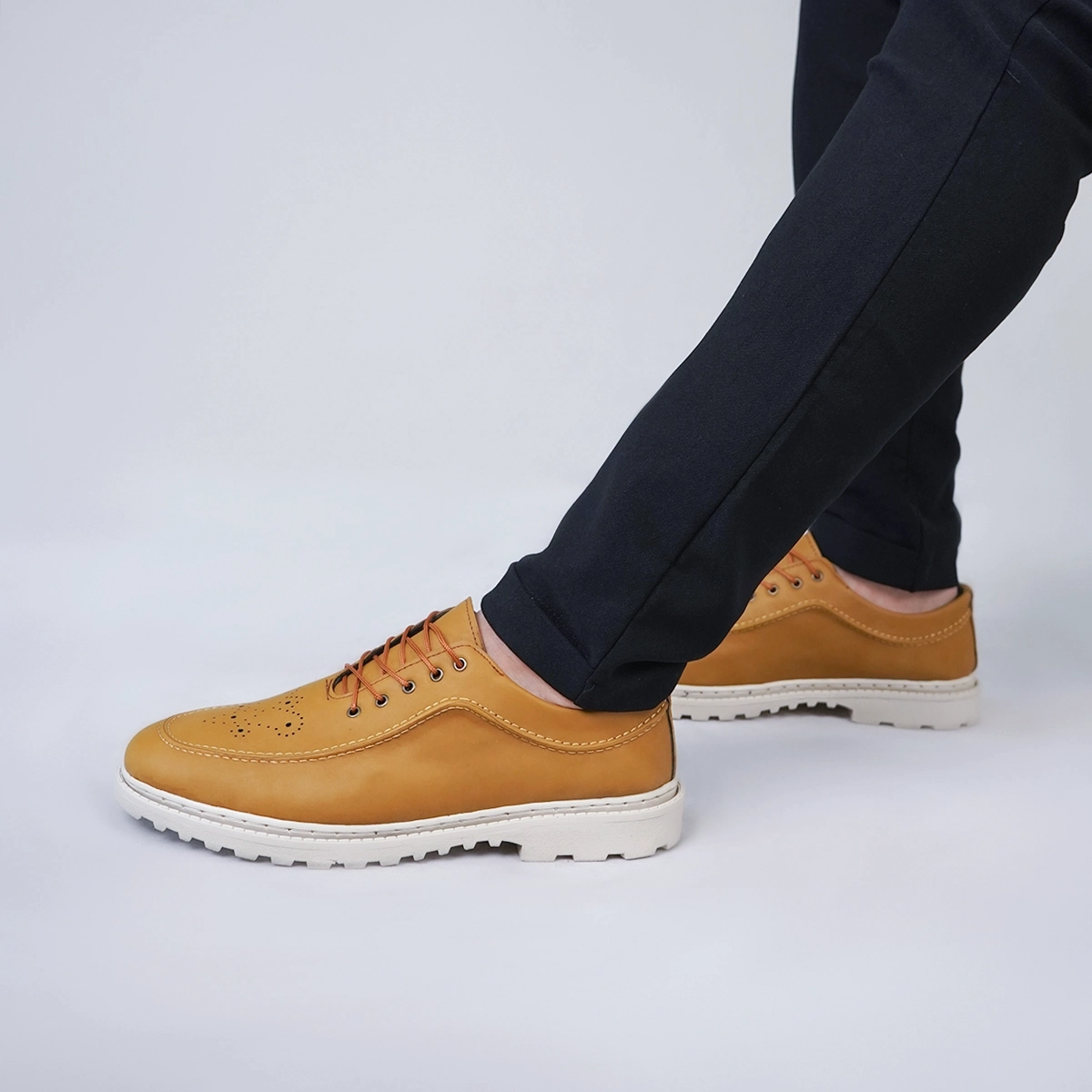 کفش تخت خردلی مردانه مدل simido