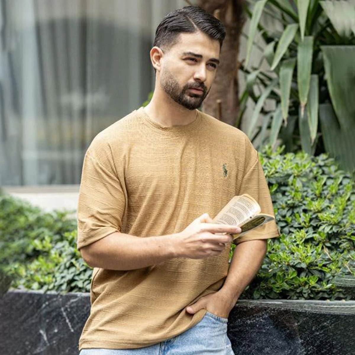 تیشرت مردانه پلو کرم مدل Moroco