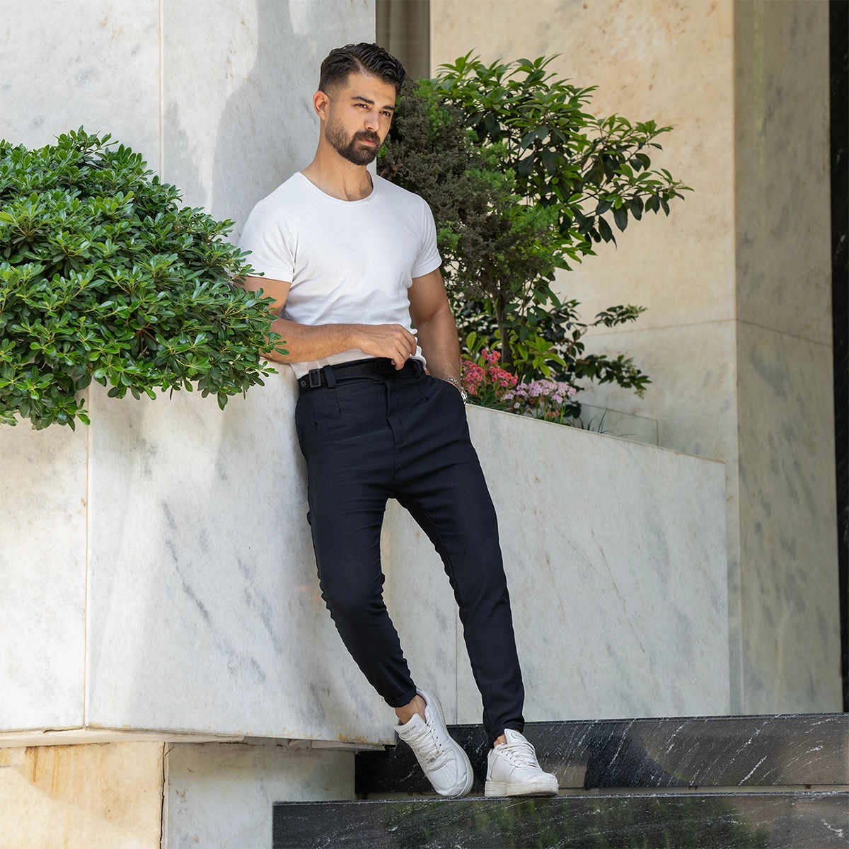 شلوار مردانه مشکی یک دکمه مدل Nivan