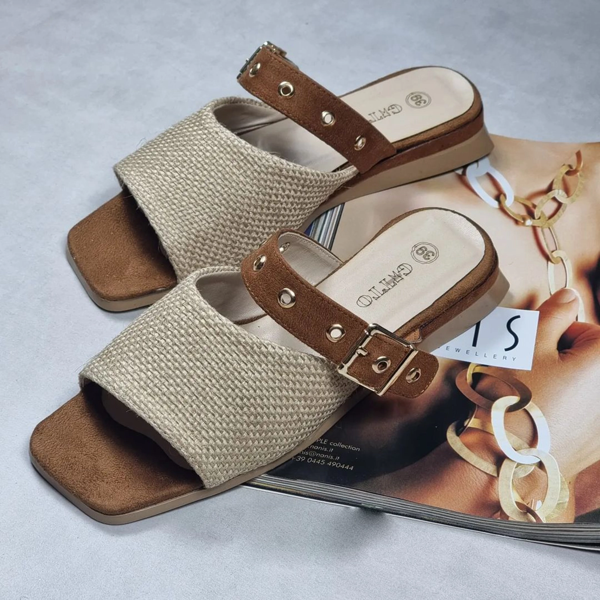 صندل کنفی کرم زنانه مدل Dorna