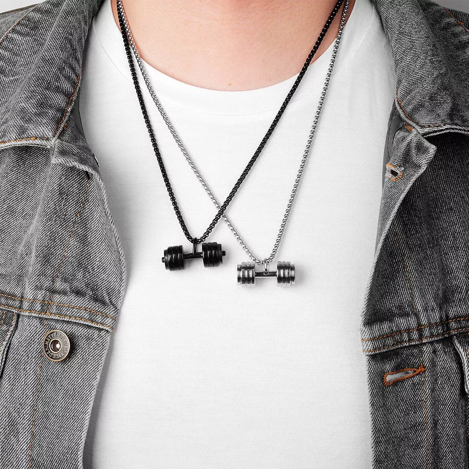 گردنبند مدل دمبل (نقره ای)