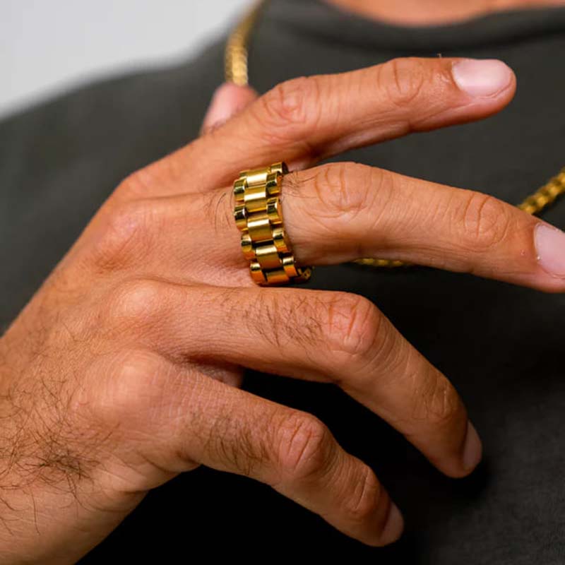 انگشترمردانه طلایی مدل Rolex