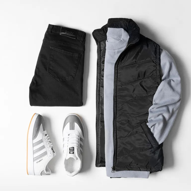 پکیج دورس طوسی Atra و پافر مردانه Saniyar