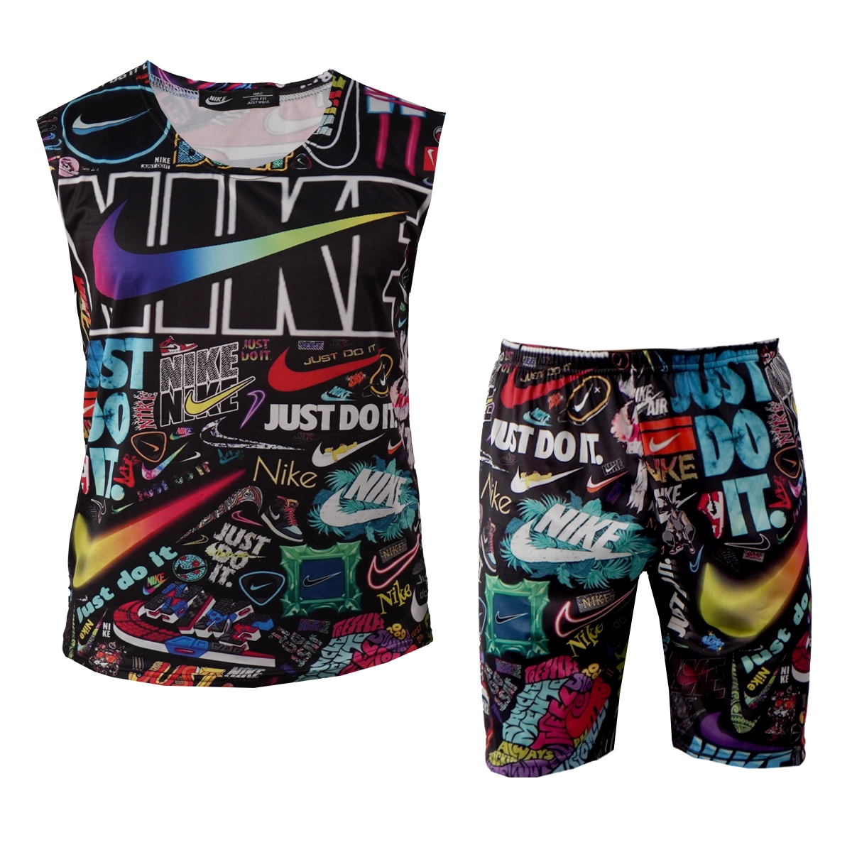 ست رکابی شلوارک مردانه نایک رنگی طرحدار