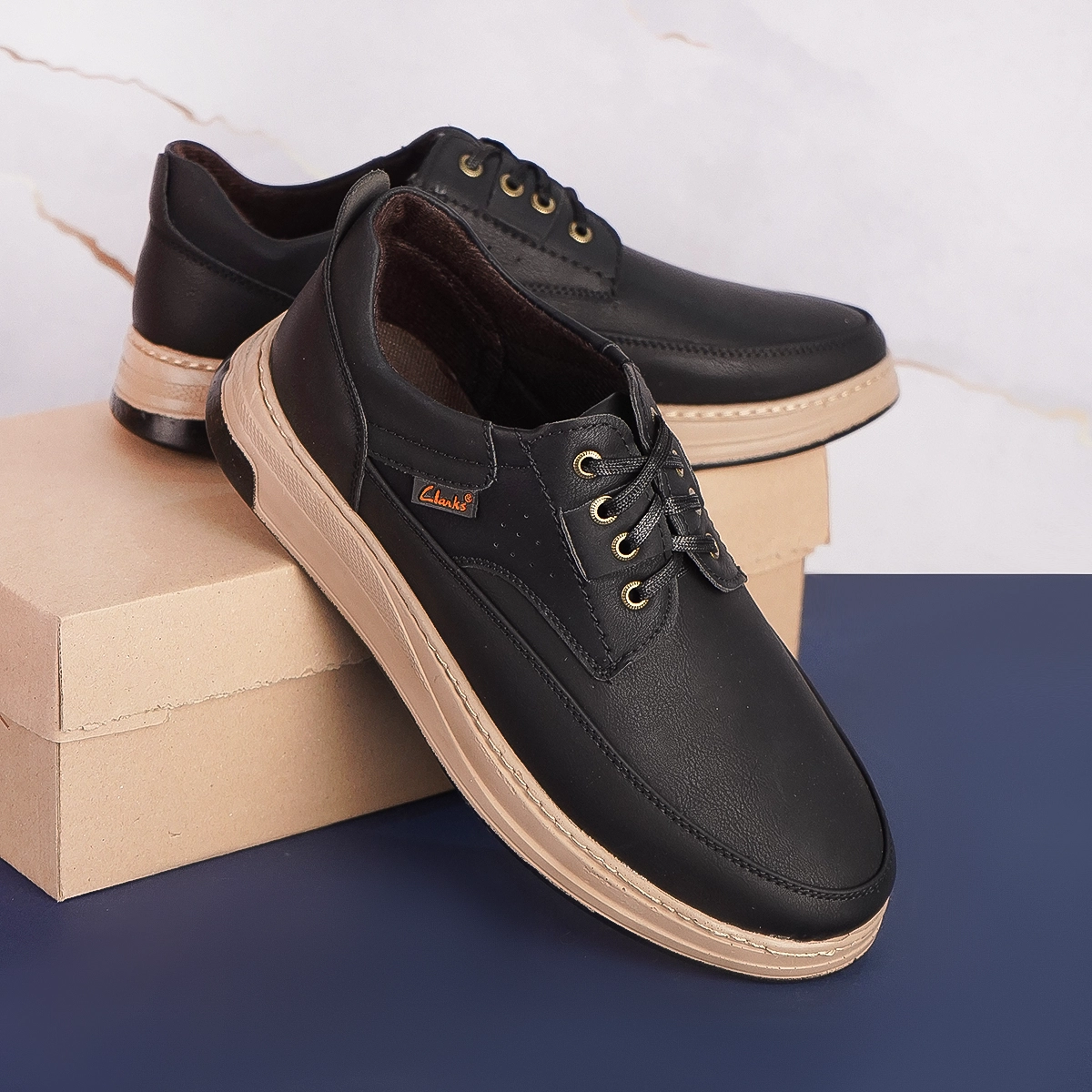 کفش تخت مردانه Clarks مشکی مدل Havosh
