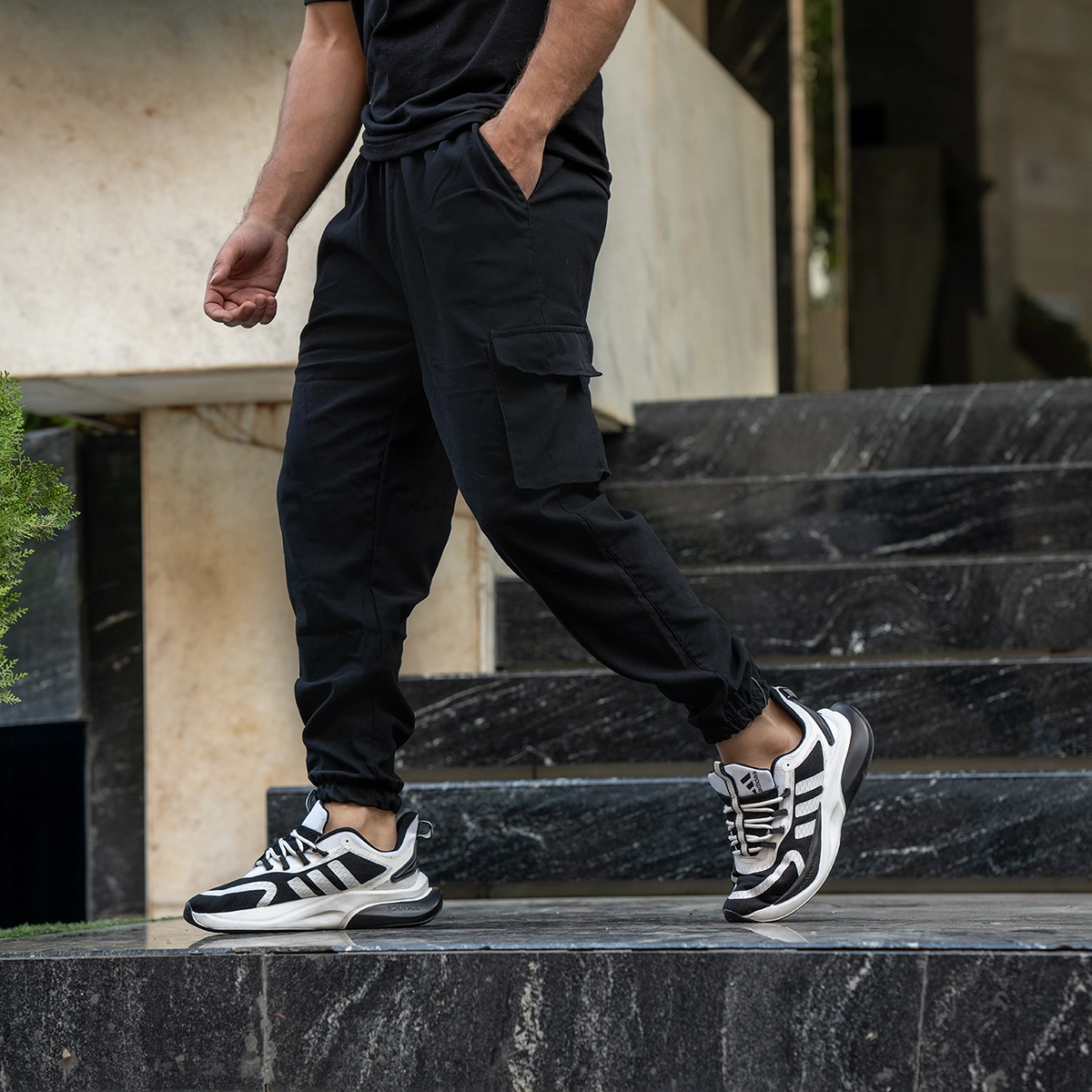 شلوار اسلش مشکی مردانه مدل KOMBO