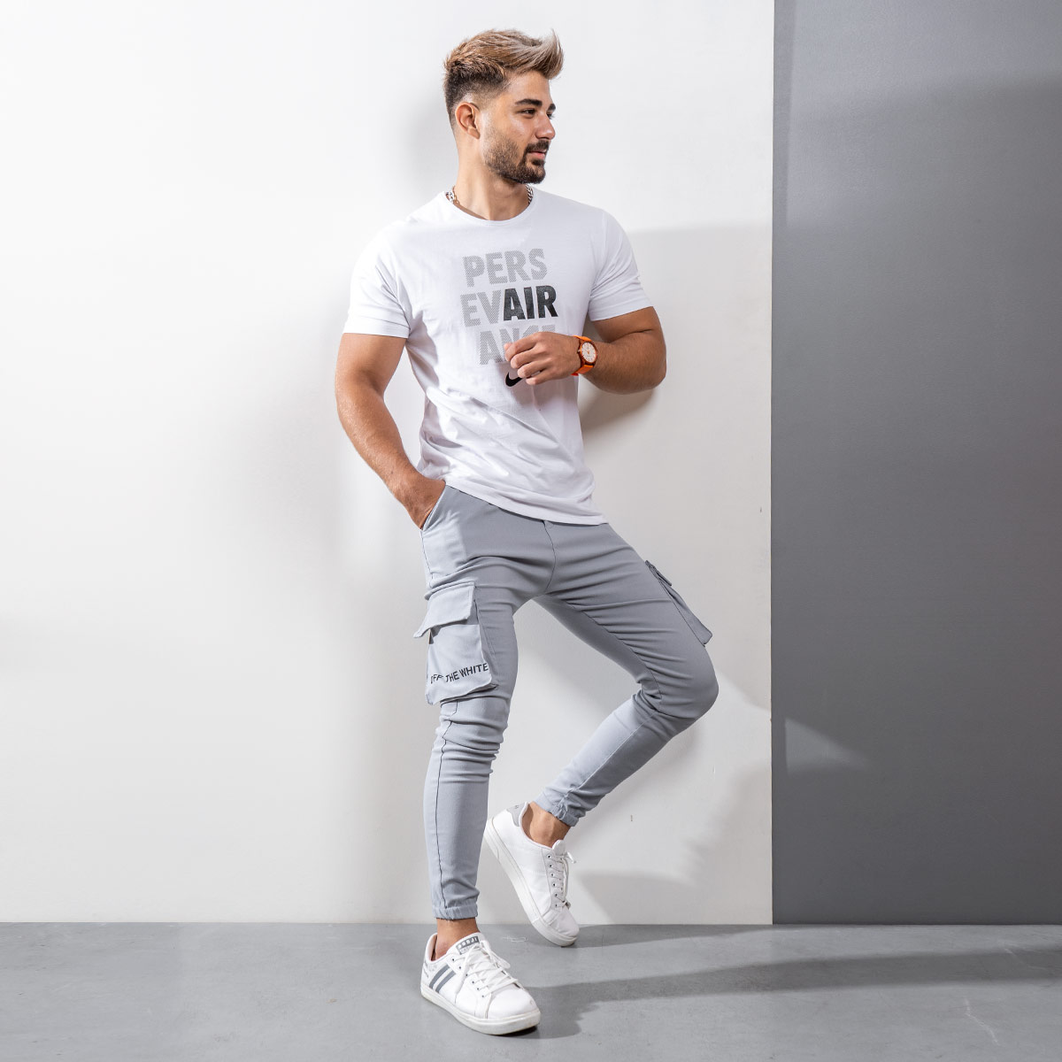 شلوار اسلش طوسی مردانه مدل Sameri