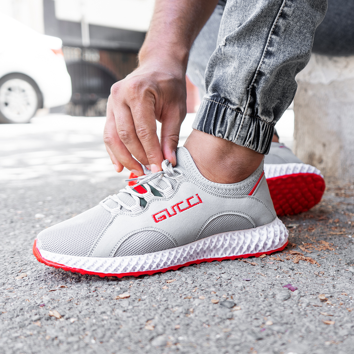 کفش ورزشی Gucci مردانه طوسی مدلMaham