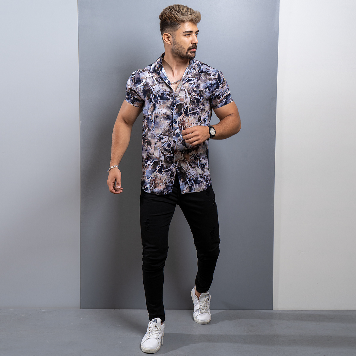 پیراهن هاوایی مردانه مدل Marble