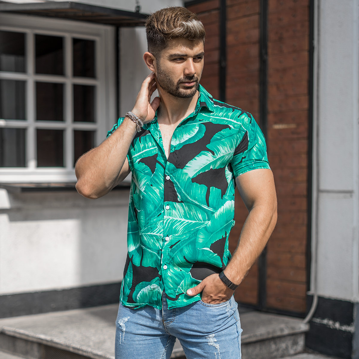 پیراهن هاوایی مردانه مدل Yashar