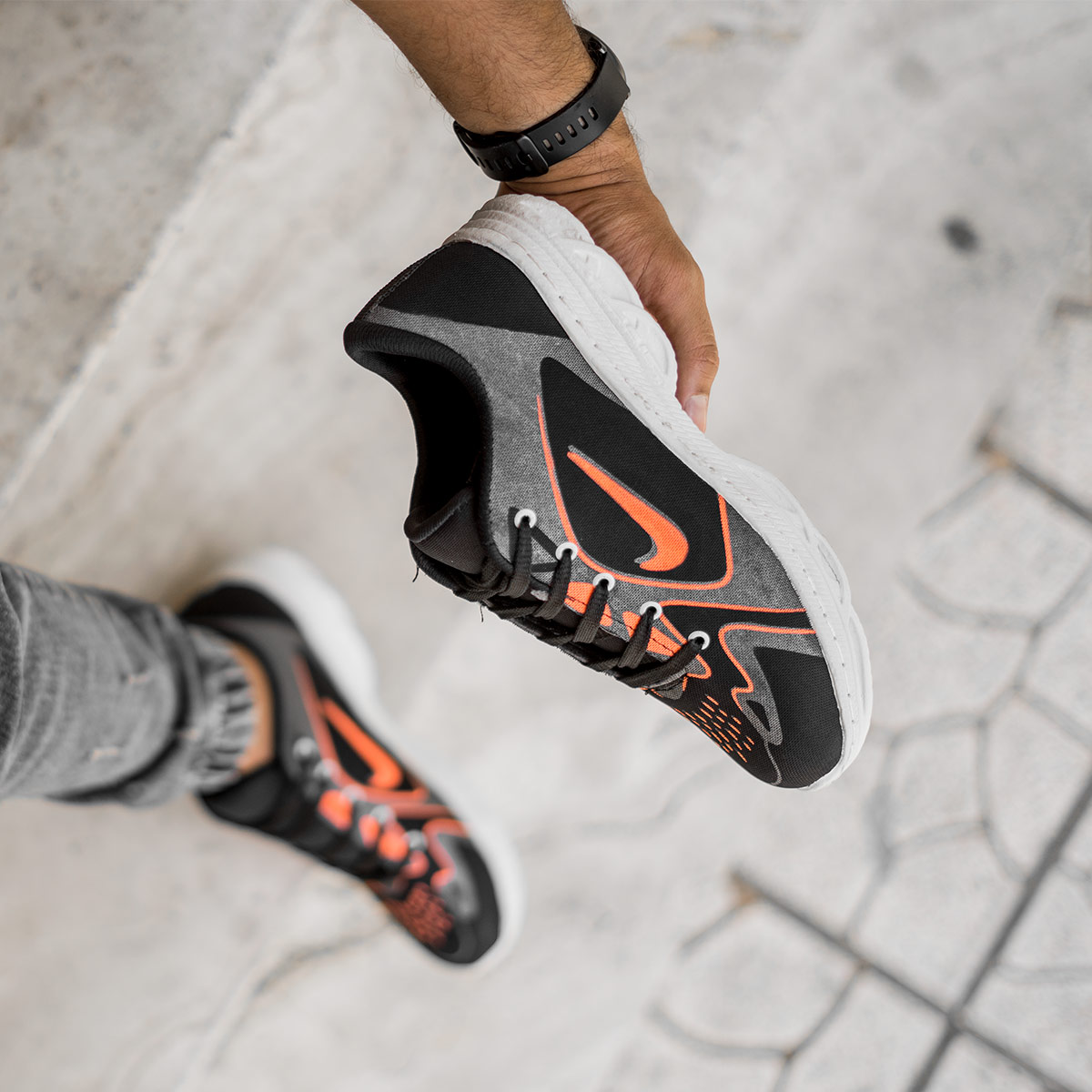 کفش ورزشی مشکی نارنجی مردانه مدل Miden(T)