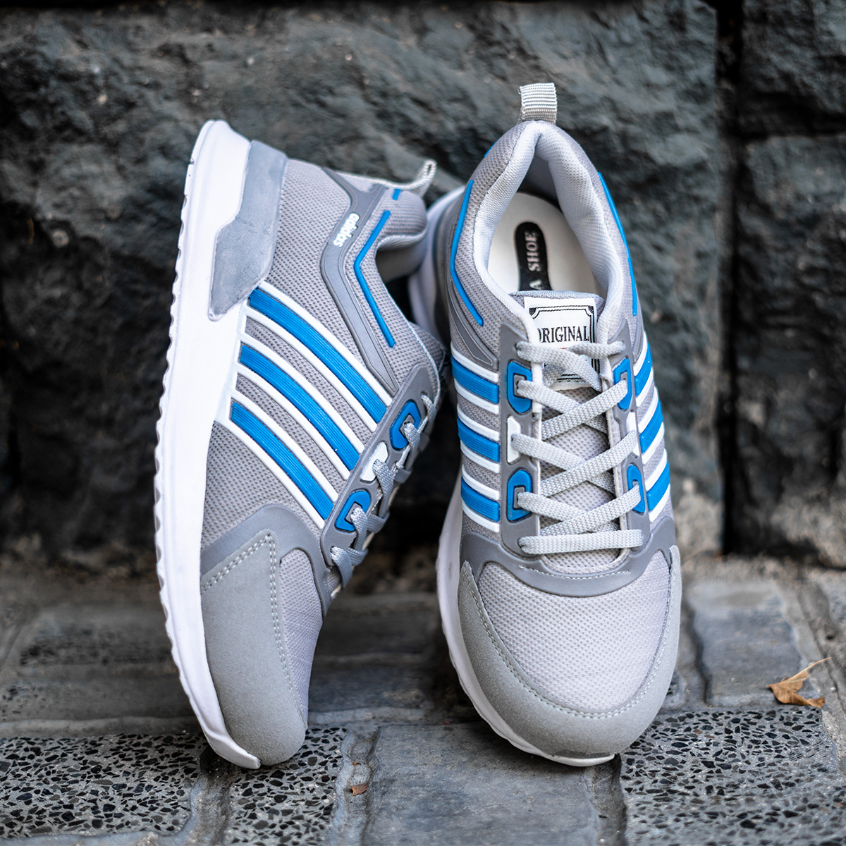 کفش ورزشی Adidas مردانه طوسی آبی مدل Hiden