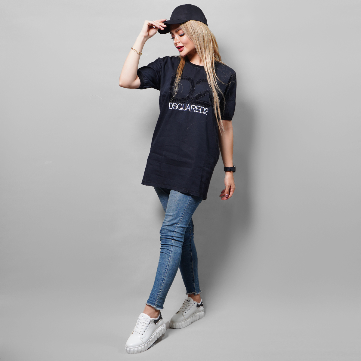 کفش ورزشیsmile زنانه سفید مشکی مدل Aspin